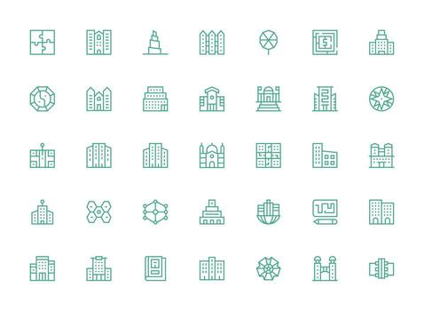 35 regular limpiar línea íconos para complejo gráficos organizado glifo íconos para rápido diseño vector