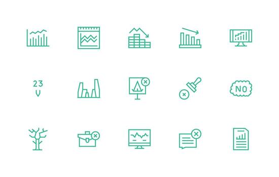 Decline featuring 15 Icons in Regular Line Design Simple Icon Pack vector