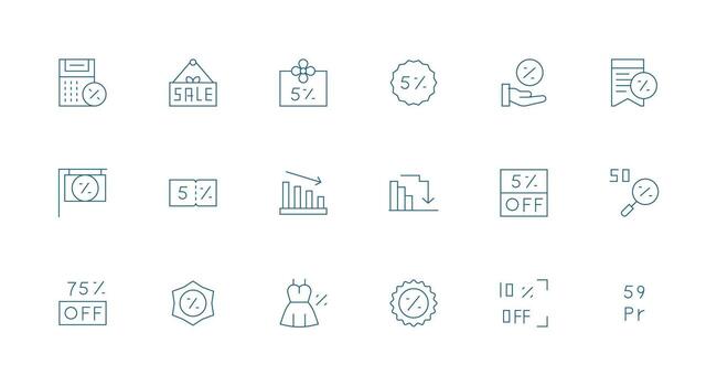 18 Minimal Line Designs for Reduction Icons Flexible Icon System for Web Interfaces vector