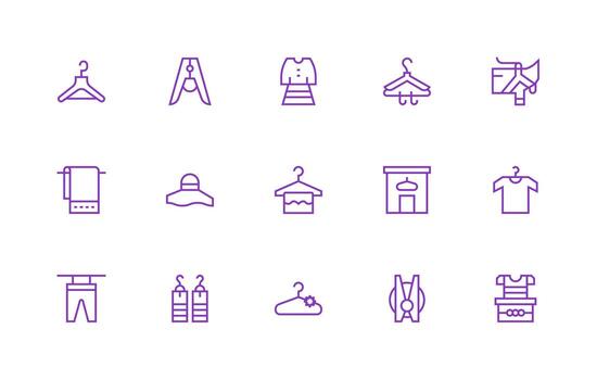 15 Regular Line Icons for Hanger Graphics Pixel Perfect Icon Set vector