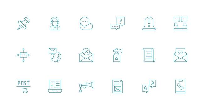 Message Icon Collection with 18 Minimal Line Designs Essential Icon Set for Teams vector