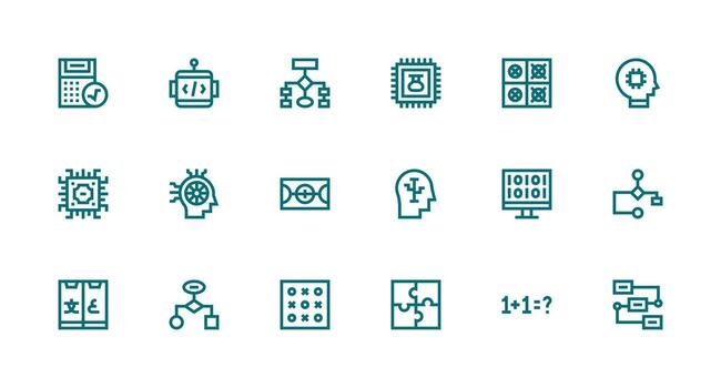 fuerte carrera línea estilo lógica íconos con 18 vectores sencillo icono paquete