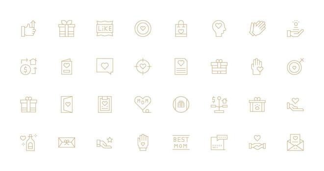 32 Icons for Appreciation in Thin Line Format High-Quality Icon Pack vector