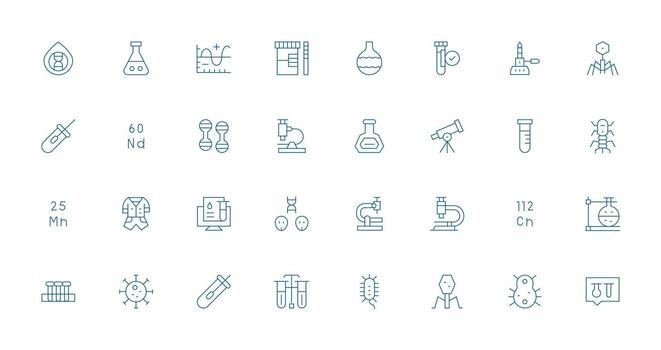 32 Thin Line Icons for Scientific Graphics Multi-Style Icons for Creative Projects vector
