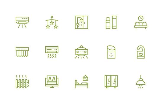 Regular Line Icons from Room Set with 15 Vectors Editable Icon Collection