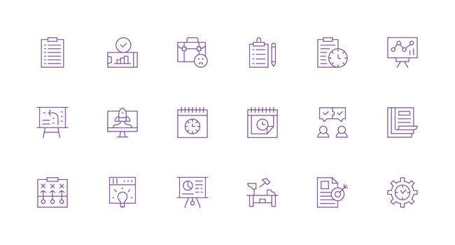 18 Minimal Line Style Icons from Project Collection Basic Icon Series vector