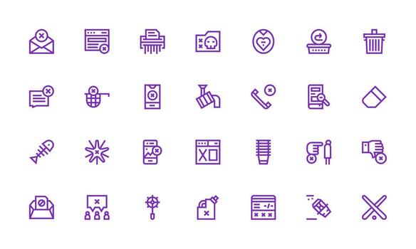 eliminar diseño íconos presentando 28 en negrita línea estilo básico icono serie vector