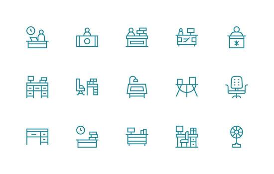 15 íconos para escritorio en regular línea formato glifo icono serie vector