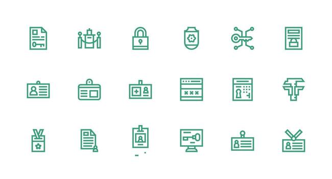 Strong Stroke Line Icons from Authorization Set with 18 Vectors App Icon Pack