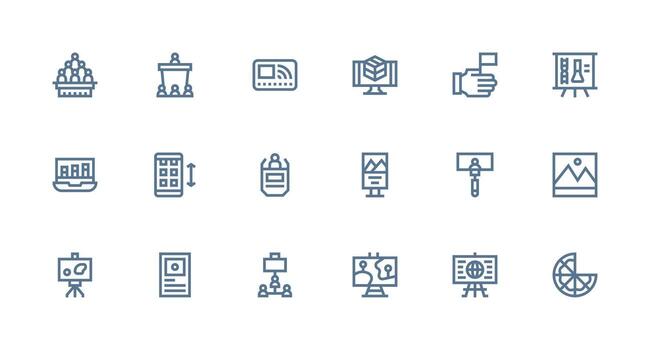 Presentation Icon Set with 18 Strong Stroke Line Graphics Neat Icon Set vector