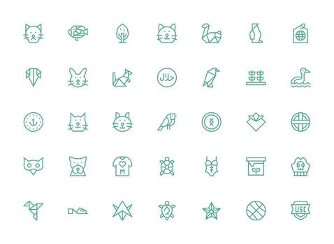 Logo Design Icons featuring 35 in Regular Clean Line Style UI-Ready Icon Collection vector