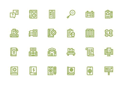 Thick Line Line Style Documentation Icons with 24 Vectors Detailed Icon Collection for Design Systems