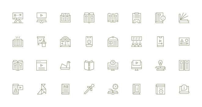 32 íconos para tutorial en Delgado línea formato multi-estilo icono colección vector