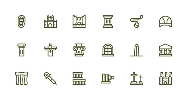 Roca icono conjunto con 18 fuerte carrera línea gráficos esencial íconos para rápido ui edificio vector