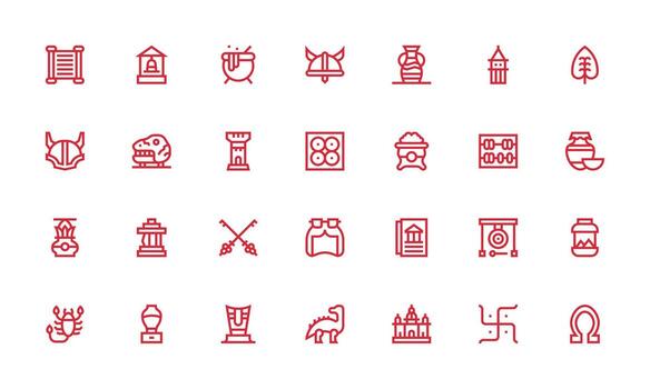Ancient featuring 28 Icons in Bold Line Design Core Icon Collection for Daily Tasks vector