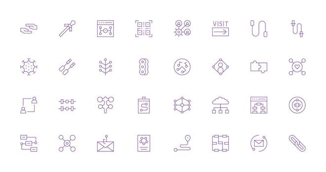 Link Set with 32 Thin Line Icons Glyph Icon Series vector
