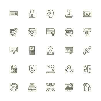 Authentication Icon Set with 25 Medium Stroke Outline Graphics User Interface Icons for Digital Products vector