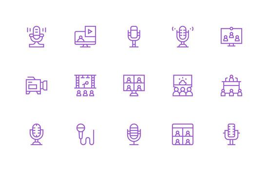 15 Regular Line Vectors for Webinar Theme Design Icon Pack