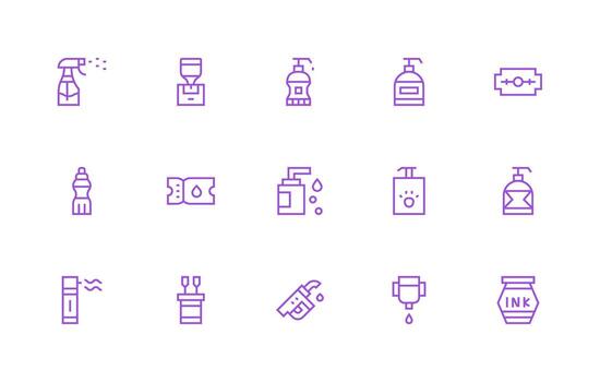 Refill Icon Set with 15 Regular Line Graphics General Use Icon Pack vector