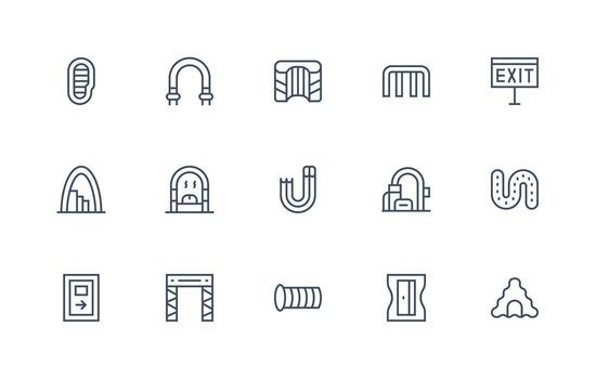 15 Passage Icons in Regular Line Aesthetic Responsive Icon Set for Flexible Layouts vector