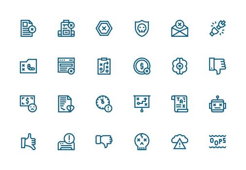 fracaso conjunto con 24 grueso línea línea íconos pulcramente diseñado íconos para web plataformas vector