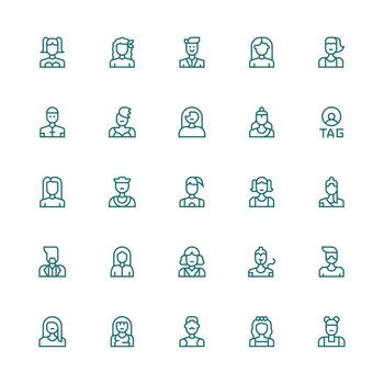 usuario icono diseño íconos presentando 25 en medio carrera contorno estilo moderno icono conjunto vector