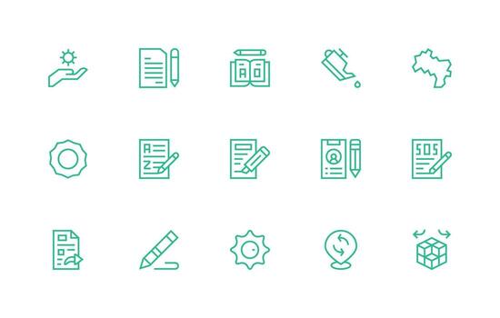 Change Design Icons featuring 15 in Regular Line Style Simple Icons for Interface and Wireframes vector
