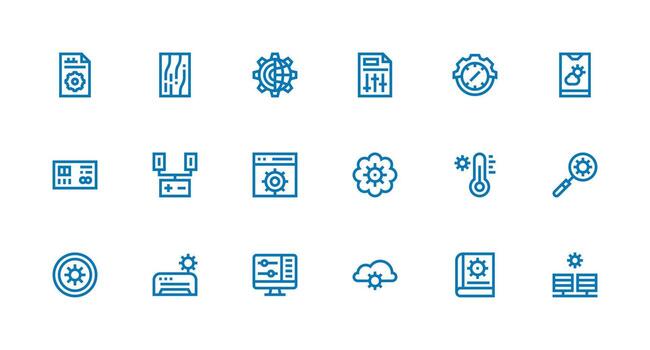 18 fuerte carrera línea íconos para parámetros gráficos icono conjunto vector