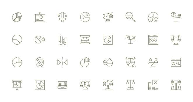 32 Thin Line Vectors for Comparison Theme Pixel Perfect Icon Set