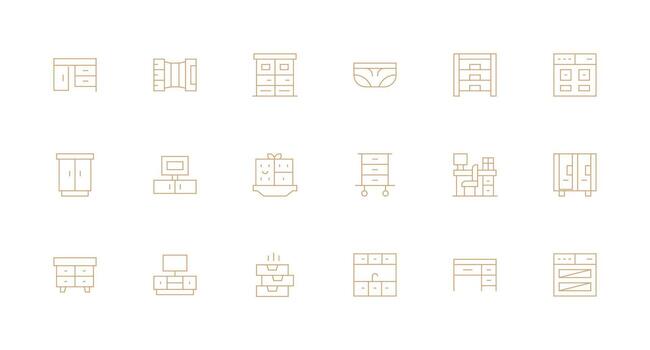 18 Minimal Line Style Icons from Drawers Collection All Device Compatible Icon Set vector