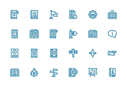 guía visual paquete conteniendo 24 grueso línea línea íconos píxel Perfecto icono conjunto vector