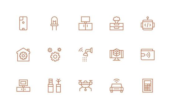 15 Icons for Tech in Regular Line Format All Device Compatible Icon Set vector