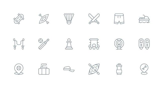 Sport Design Icons featuring 18 in Minimal Line Style Flexible Icon System for Web Interfaces vector