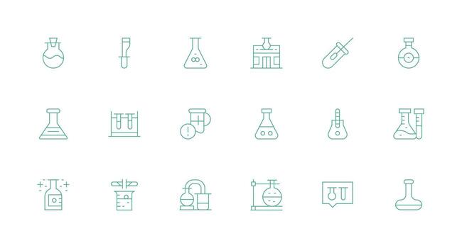 18 Minimal Line Designs for Beaker Icons Complete Icon Set for Mobile Apps vector