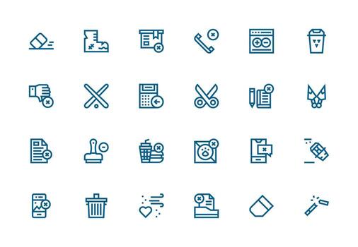 Delete Set with 24 Thick Line Line Icons Detailed Icon Collection for Design Systems vector