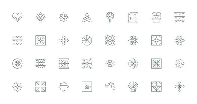 32 Thin Line Vectors for Motif Theme Pixel Perfect Icon Set