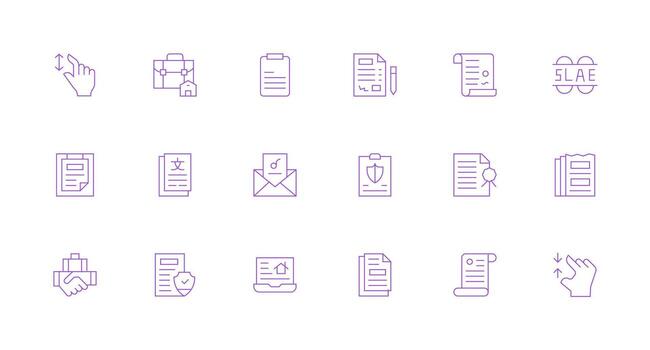 18 Minimal Line Icons for Contract Graphics Smart Icon Collection vector