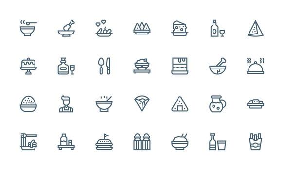 servicio diseño íconos presentando 28 en negrita línea estilo reutilizable icono conjunto vector