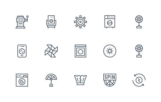 15 regular línea íconos para girar gráficos estilo icono conjunto vector