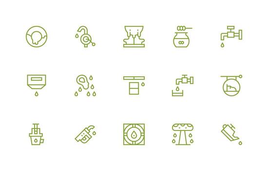 goteo icono conjunto con 15 regular línea gráficos completamente editable icono conjunto para web vector