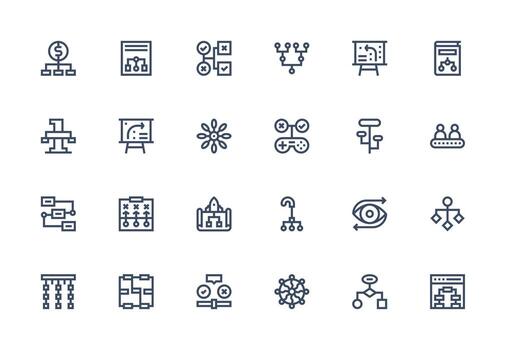 Thick Line Line Icons from Flowchart Set with 24 Vectors Display Icon Pack