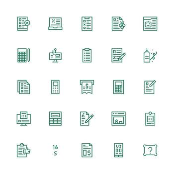 25 medio carrera contorno estilo íconos desde datos entrada colección multi-estilo íconos para creativo proyectos vector