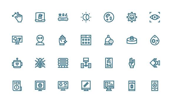 Software including 28 Bold Line Illustrations Quick Access Icons for UI Development vector