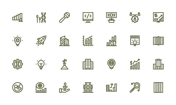 desarrollo icono conjunto con 28 negrita línea gráficos todas dispositivo compatible icono conjunto vector