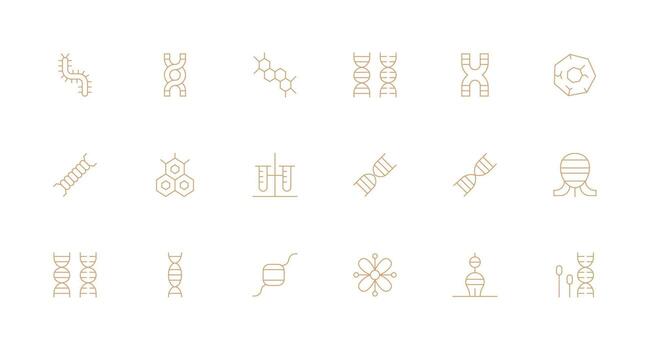 Biochemistry Icon Collection with 18 Minimal Line Designs Complete Icon Bundle for Web Design vector