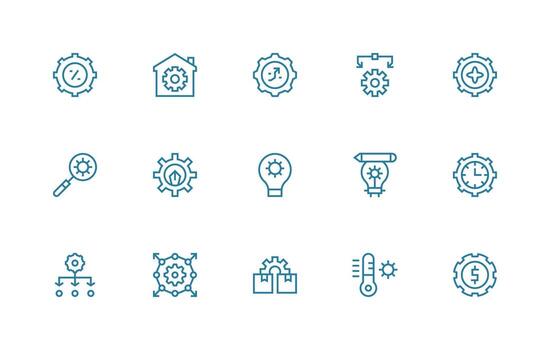 15 Regular Line Designs for Optimization Icons Essential Icon Collection vector