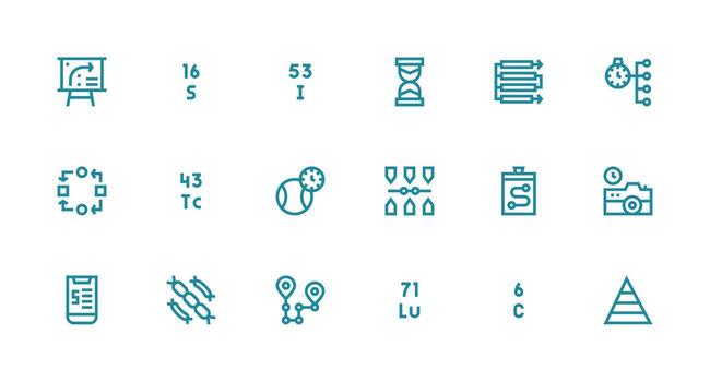 Strong Stroke Line Icons from Sequence Set with 18 Vectors Pixel Perfect Icon Set