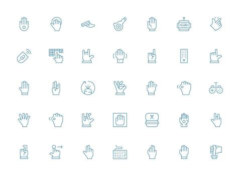 mando presentando 35 íconos en ligero línea diseño completar icono haz para web diseño vector