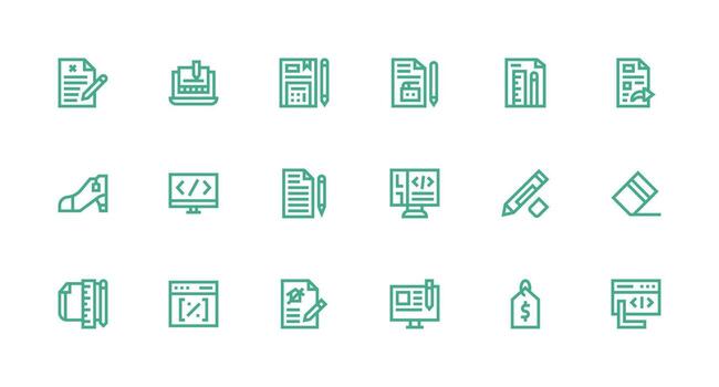 Markup Set with 18 Strong Stroke Line Icons Sharp Icons for Presentations vector