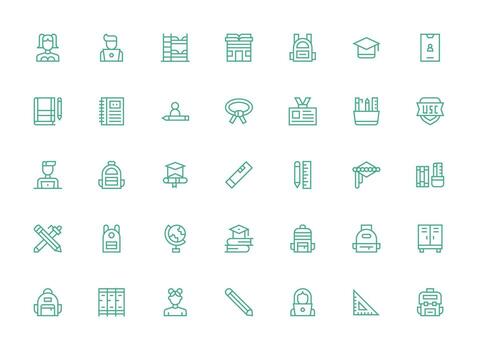 35 Regular Clean Line Style Icons from Student Collection High-Resolution Icons for Any Platform vector